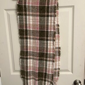Charter Club Pink and Olive Plaid Scarf
